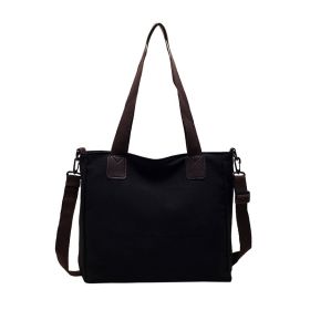 Shoulder Handbag Canvas Bag Large Capacity (Color: Black)