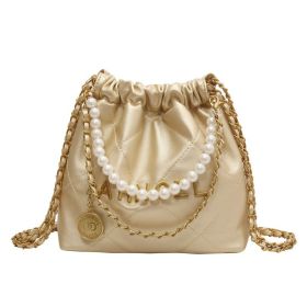 Women's Diamond Chain Messenger Bag Pearl (Color: Gold)
