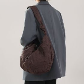 Mesh Female Cloud Bag Crossbody (Color: Brown)