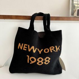 Women's Stylish Simple And Versatile Large Capacity Shoulder Tote (Color: Black)