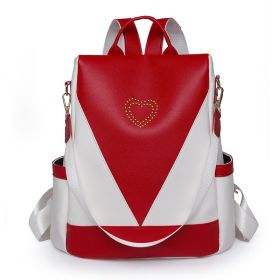 Simple Travel Backpack PU Anti-theft Backpack (Color: Red)