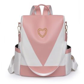 Simple Travel Backpack PU Anti-theft Backpack (Color: Pink)
