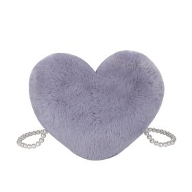 Women's Cute Fashion Furry Heart-shaped Chain Bag (Option: Dark Gray)