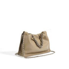 Design Genuine Leather Chain Pleated Cloud Bag (Option: Hemp Rope Gray Cowhide)