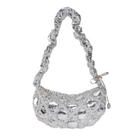 Women's Fashion Bright Face Down Shoulder Messenger Bag (Color: Silver)