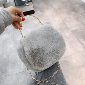 cWomen's Fashion Chain Plush Crossbody Bag (Option: Gray Chain)
