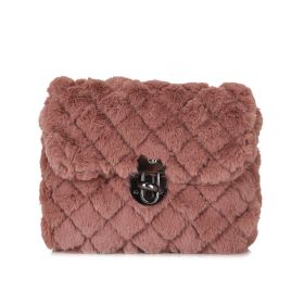 Women's Fashion All-match Plush Chain Shoulder Messenger Bag (Color: Brown)