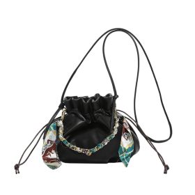 Creative Bucket Mini Women's Messenger Bag Round Barrel (Color: Black)