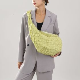 Mesh Female Cloud Bag Crossbody (Color: Yellow)