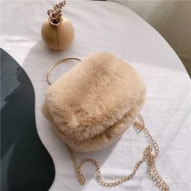 cWomen's Fashion Chain Plush Crossbody Bag (Option: Khaki Chain)