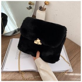 Women's Fashion Plush One-shoulder Crossbody Bag (Color: Black)