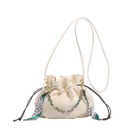Creative Bucket Mini Women's Messenger Bag Round Barrel (Color: White)