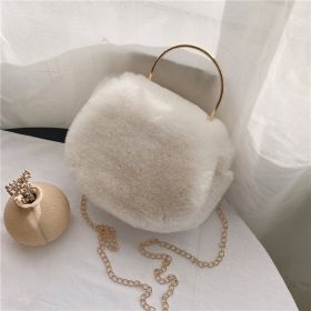 cWomen's Fashion Chain Plush Crossbody Bag (Option: White Chain)