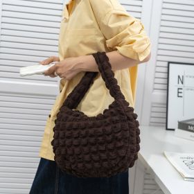 Women's Fashionable Cloud Pleated Shoulder Bag (Color: Brown)