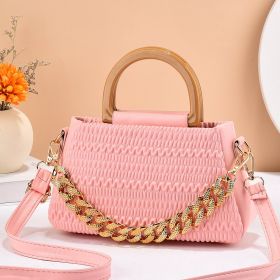 Women's Fashion Special-interest Pleated Cloud Messenger Bag (Color: Pink)