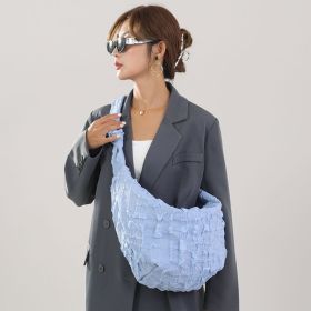 Mesh Female Cloud Bag Crossbody (Color: Blue)