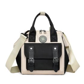 Women's Fashion Oxford Cloth Belt Multifunctional Cross-body Shoulders Backpack (Color: Black)