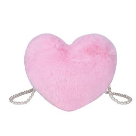 Women's Cute Fashion Furry Heart-shaped Chain Bag (Option: Bright Pink)
