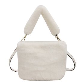 Women's Fashion Casual Plush Crossbody Bag (Color: White)