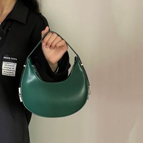 All-match Twist Lock Crescent Shaped Shoulder Handbag (Color: Green)