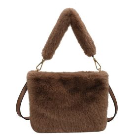 Women's Fashion Casual Plush Crossbody Bag (Color: Coffee)