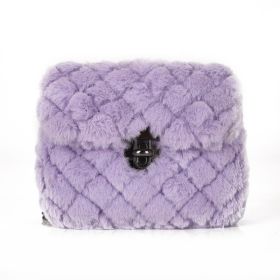 Women's Fashion All-match Plush Chain Shoulder Messenger Bag (Color: Purple)