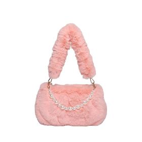 Women's Fashion Pearl Pleated Shoulder Bag (Color: Pink)