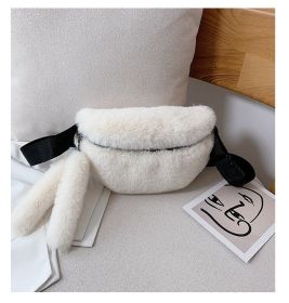 Women's Fashion Shoulder Fur Messenger Bag (Color: White)