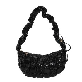Women's Fashion Bright Face Down Shoulder Messenger Bag (Color: Black)