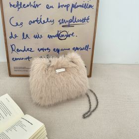 Plush Bag Women's Fashion Imitation Fox Fur (Color: Khaki)
