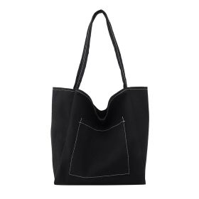 Women's Fashion Shoulder Large Capacity Canvas Bag (Color: Black)
