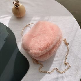 cWomen's Fashion Chain Plush Crossbody Bag (Option: Pink Chain)