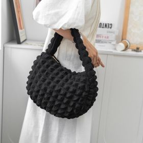Women's Fashionable Cloud Pleated Shoulder Bag (Color: Black)
