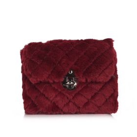Women's Fashion All-match Plush Chain Shoulder Messenger Bag (Color: wine red)