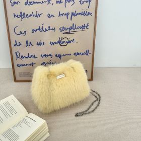 Plush Bag Women's Fashion Imitation Fox Fur (Color: Yellow)