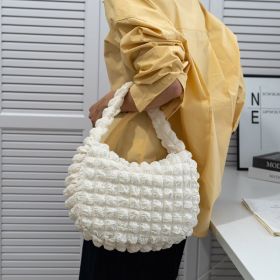 Women's Fashionable Cloud Pleated Shoulder Bag (Color: White)