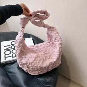 Mesh Female Cloud Bag Crossbody (Color: Pink)