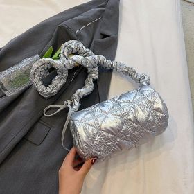 Women's Fashion Rhombus Cloud Satchel (Color: Silver)