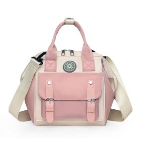 Women's Fashion Oxford Cloth Belt Multifunctional Cross-body Shoulders Backpack (Color: Pink)