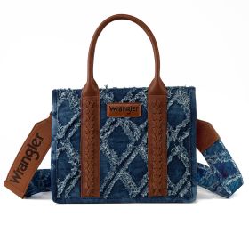 Women's One-shoulder Bohemian Aztec Handbag (Option: Jeans Blue-With Logo)
