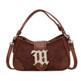 Fashion Women's Pu Frosted Color Matching Shoulder Bag (Color: Coffee)