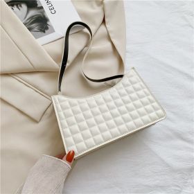 Elegant One-shoulder Diamond Pattern Bag Women (Color: White)