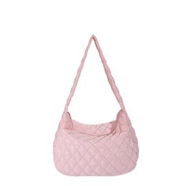 Winter Personalized Bags For Women Crossbody Bag With Rhombus Stitching Design Commuting Casual Shopping Handbags (Color: Pink)