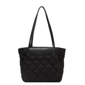 Rhombus Sewing Shoulder Bag Autumn And Winter Winter Luxury Women's Bag High Capacity Casual Commuting Personalized Handbags (Color: Black)