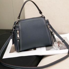 Fashionable, Versatile, Cowhide Women's Shoulder Bag (Color: Dark Blue)