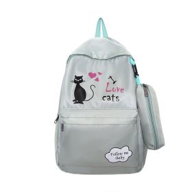 Female Cartoon Print Large-capacity Backpack (Option: Green-31x14x44)