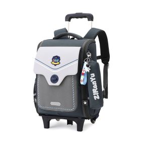 Primary School Student Trolley Schoolbag Detachable Backpack (Option: Gray Two Wheels)