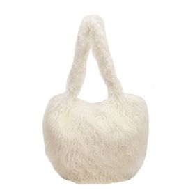 Plush Armpit Shoulder Bags Winter Large Capacity Personalized Heart Bag Women's Luxury Handbags High Quality Valentine's Day Gift (Color: Beige)