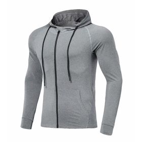 Long-sleeved Stretch Tight Fitness Training Suit (Option: Light Grey-S)