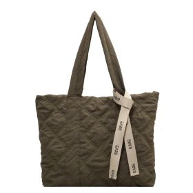 Winter Tote Bag For Women 2023 Sewing Rhombus Shoulder Bag High Capacity Commuting Shopping Bag Personalized Handbags (Color: Green)
